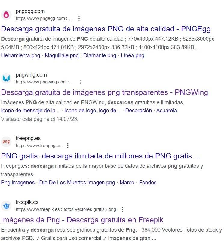 Páginas para descargar imágenes PNG